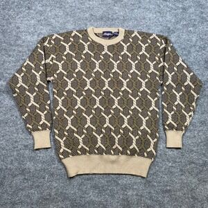 Hogan‎ Mens Geometric Pattern Sweater XL 50 Wool 50 Acrylic Crew Neck